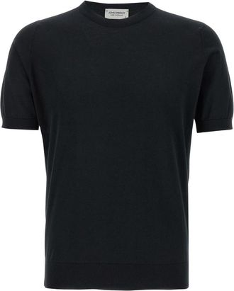 John Smedley Kempton T-shirt met ronde hals - Heren - Ronde hals truien - Zwart - S - Katoen - Truien & Vesten