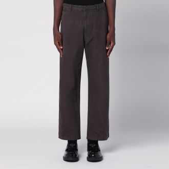 Prada Vintage-effect brown cotton trousers