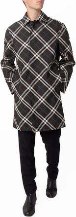Burberry Check Print Mid-Length Car Coat, Brand Size 50 ( US Size 40 )
