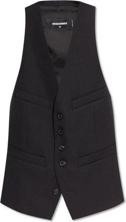 Dsquared2 Wollen Vest - Dames - Gillet - Zwart - S - Wol - Kostuums