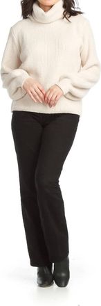 Papillon Chenille Cowl Neck Bishop Sleeves Sweater In Cream