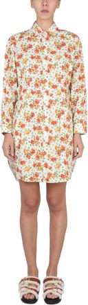 Marni Multicolor Floral Shirt Collar Mini Dress