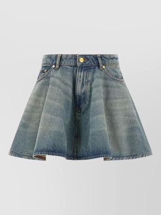 Ganni rigid denim midi skirt belt loops