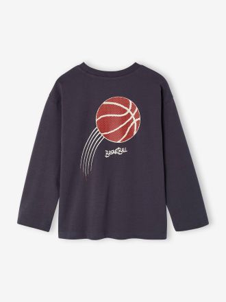 Vertbaudet Langarmshirt Junge Sport-Print schiefergrau