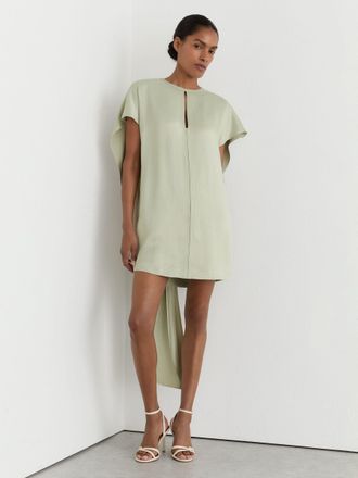 Reiss Silver Satin Cape-detail Mini Dress, 12