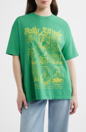 Damson Madder Daily Rituals Organic Cotton Graphic T-Shirt in Green at Nordstrom, Size 16 Us