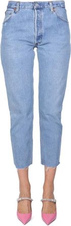 Re/Done Light Blue Cropped Straight-Leg Denim Jeans