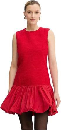 Patou Tweed jurk met ballonzoom - Dames - Korte kleedjes - Rood - M - Tweed - Kleedjes
