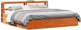 vidaXL Vidaxl - Estructura Cama Con Cabecero Madera Pino Marr&oacute;n Cera 200x200 Cm