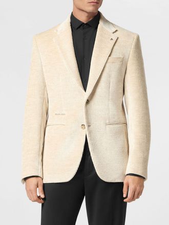 Philipp Plein Blazer monopetto in velluto con rever a lancia