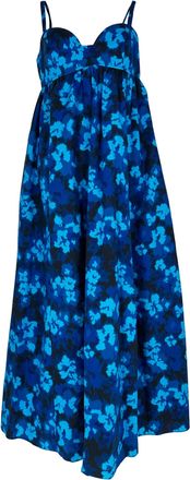 Ulla Johnson Harlan Floral-Print Midi Dress in Blue Cotton