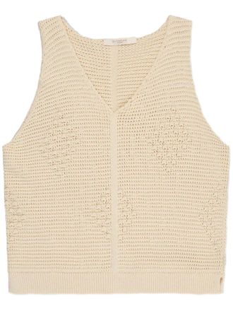 Zanone Textured Open-Knit Sleeveless Crop Top