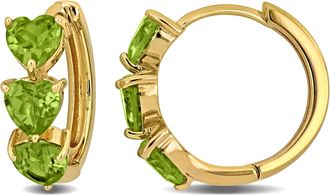 Mimi & Max 3ct TGW Peridot Triple Heart Hoop Earrings in Rose Plated Sterling Silver