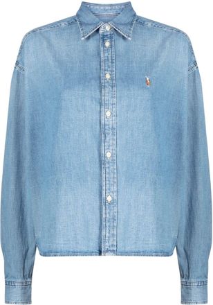Polo Ralph Lauren logo-embroidered denim shirt - women - Cotton - L - Blue