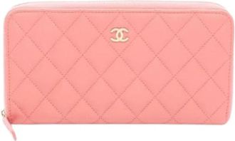 Chanel Pre-owned Long wallet (bi-fold) - Dames - Vintage Accessoires - Roze - ONE Size - Leer - Vintage