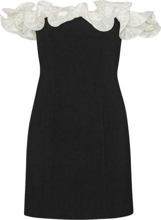 Rotate Abito corto con ruches - Nero