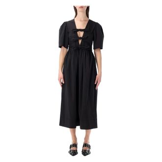 Ganni Midi Dresses, female, Black, Size: XS Stretch Cotton Dress