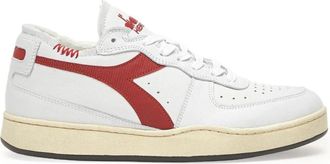 Diadora Sportieve leren sneakers bordeauxrood - Heren - Sneakers - Wit - 42 1/2 EU - Leer - Schoenen