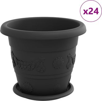 vidaXL Macetas 24 Uds. Negro &Oslash; 26 X 21.5 Cm Pl&aacute;stico Vidaxl