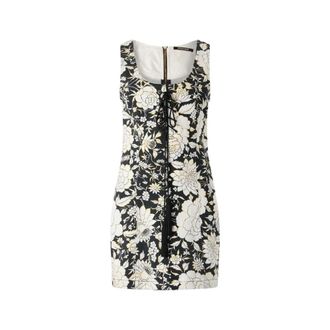 Roberto Cavalli Bloemenprint Mini Jurk Mouwloos Ontwerp - Dames - Korte kleedjes - Zwart - M - Katoen - Kleedjes