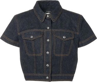 Chanel 1997 short-sleeve denim top - women - Cotton - One Size - Blue