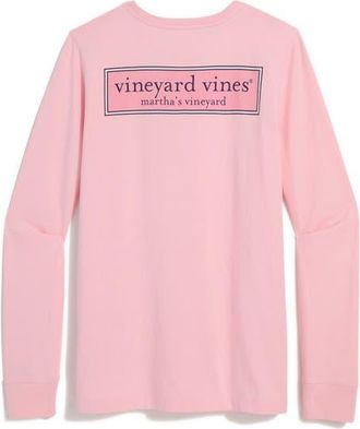 Vineyard Vines Whale Long Sleeve Pocket Graphic Tee in Flamingo at Nordstrom, Size Xx-Small