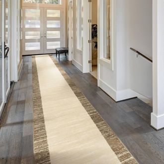 Runrug Hallway Carpet Runner Rug - Soft & Comfy, 9mm - Morning Mist in Beige | Size: 70 cm x 690 cm