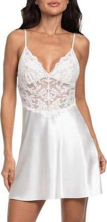 In Bloom by Jonquil Lorena Lace Trim Satin Chemise in Ivory at Nordstrom, Size X-Small