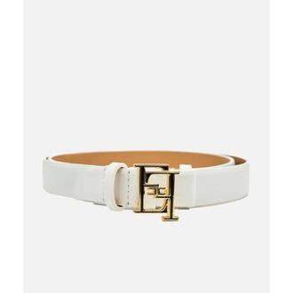Elisabetta Franchi Leather Belt with Buckle - female - Elisabetta Franchi - Belts - White - XL - Accessories