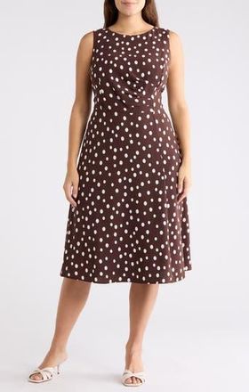 Connected Pleated A-Line Dress in Brown at Nordstrom Rack, Size 16W