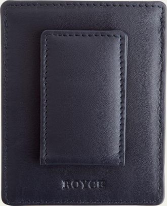Royce Leather Monogrammed Leather Magnetic Money Clip Wallet