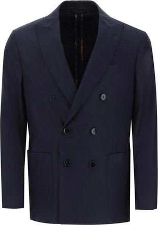 Etro Gestreept wollen double-breasted blazer - Heren - Blazers - Blauw - S - Wol - Jassen