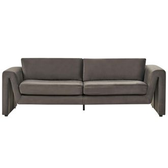 Beliani Sof&aacute; Moderno 3 Plazas Respaldo Acolchado Terciopelo Reposabrazos Gris Maunu