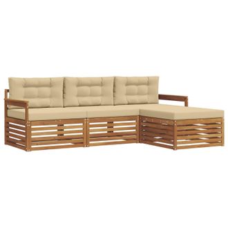 vidaXL Conjunto De Sof&aacute;s De Exterior Con Coj&iacute;n Natural Y Beige Vidaxl