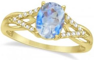 Allurez Oval Moonstone and Diamond Cocktail Ring 14K Yellow Gold (1.62tcw)