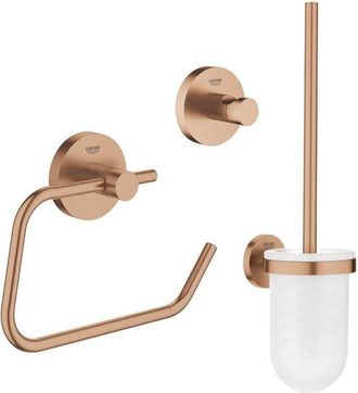 GROHE Essentials Toilet Accessoireset 3-delig - toiletborstelhouder - handdoekhaak - toiletrolhouder zonder klep - warm sunset (koper)