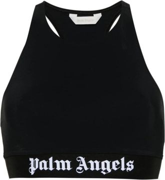 Palm Angels Top met elastische logoband - Dames - Tops zonder mouwen - Zwart - XS - Tops