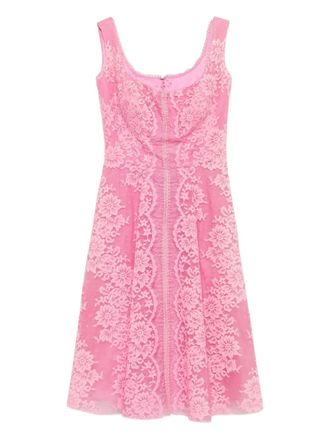 Gemy Maalouf floral-lace scoop-neck mini dress - women - Polyester - 38 - Pink