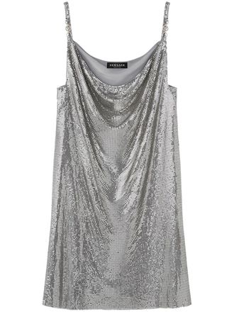Versace Abito corto con scollo drappeggiato - Argento