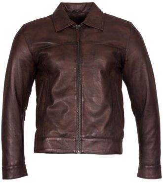 Infinity Leather Mens Retro Nappa Biker Jacket - Brown - Size X-Small