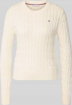 Tommy Hilfiger Slim Fit Strickpullover aus reiner Baumwolle in Weiss, Gr&ouml;&szlig;e XXL