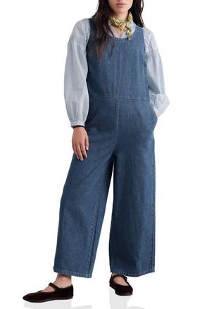 Seasalt Cornwall Salt Air Wide Leg Denim Jumpsuit in Mid Wash at Nordstrom, Size 12 Us