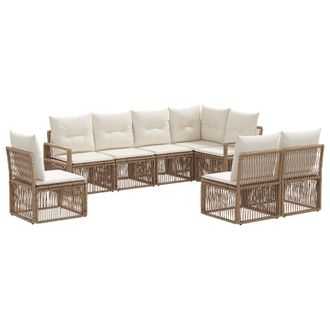 vidaXL Conjunto De Sof&aacute;s De Jard&iacute;n 8 Pcs Beige Rat&aacute;n Sint&eacute;tico Vidaxl