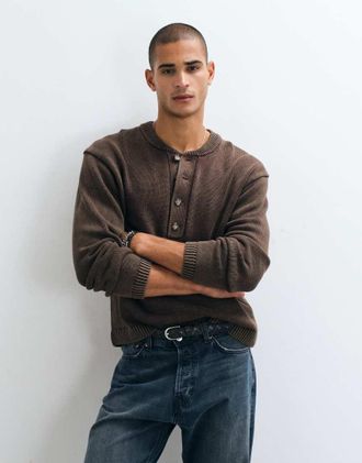 Abercrombie & Fitch maglione serafino lavorato a maglia marrone