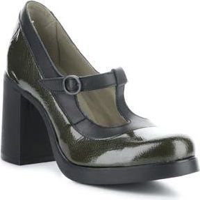 FLY London Seif T-Strap Pump in Military Black at Nordstrom Rack, Size 6-6.5Us / 37Eu