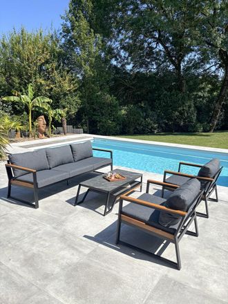 DCB Garden Conjunto de muebles de jard&iacute;n bajos de 5 plazas - negro