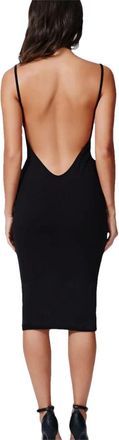 Generic Sexy Back Deep V Backless Bodycon Dress Women Spaghetti Strap Sleeveless Skinny Dress Black S