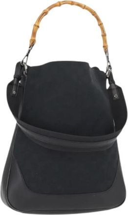 Gucci Pre-owned Borsa A Tracolla In Tela Di Bamb&ugrave; GG 2way Shoulder Bag - Dames - Vintage Schoudertas - Zwart - ONE Size - Leer - Vintage