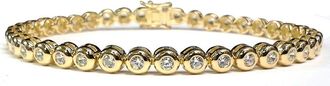 Jewelco London Gilded Sterling Silver CZ Rub Over Tennis Bracelet 4.5mm - ABB116B