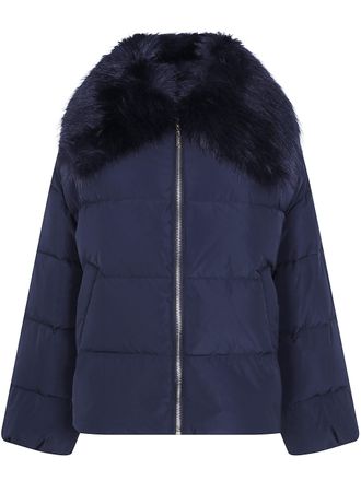 Twin-Set Windbreaker Faux Fur Neck Puffer Jacket
